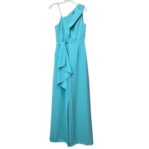 Lavish Alice Aqua Surplice V-Neck Full-Length Jumpsuit Size 4